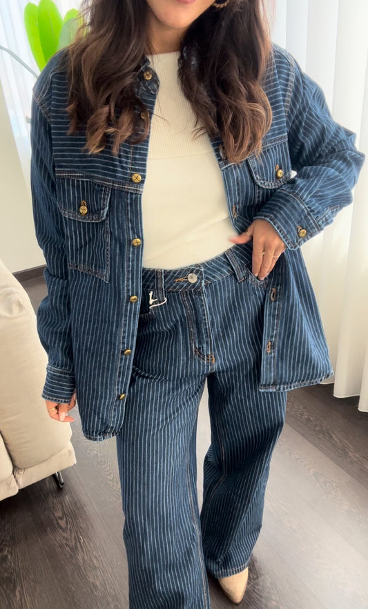 casaco de ganga conjunto